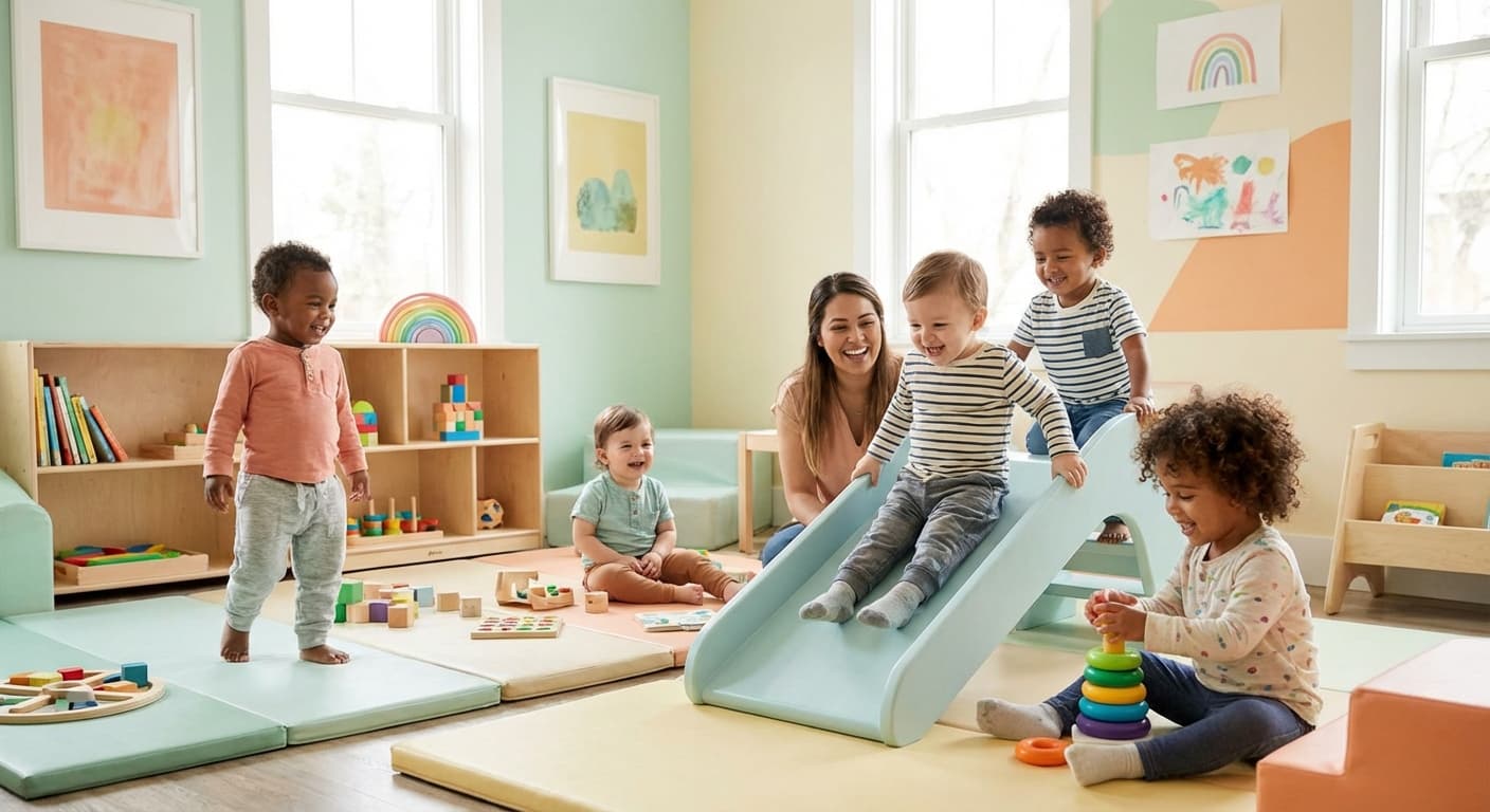 Happy children in warm home environment